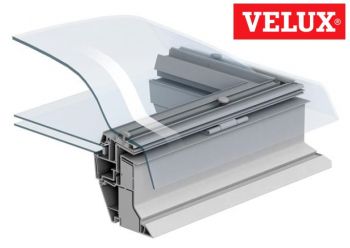 Doorsnede VELUX lichtkoepel 100x100 cm met HR++ glasplaat.