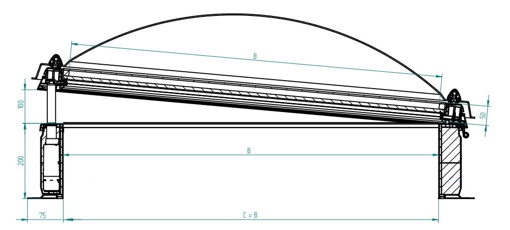 Maat elektrische lichtkoepel van Skylux